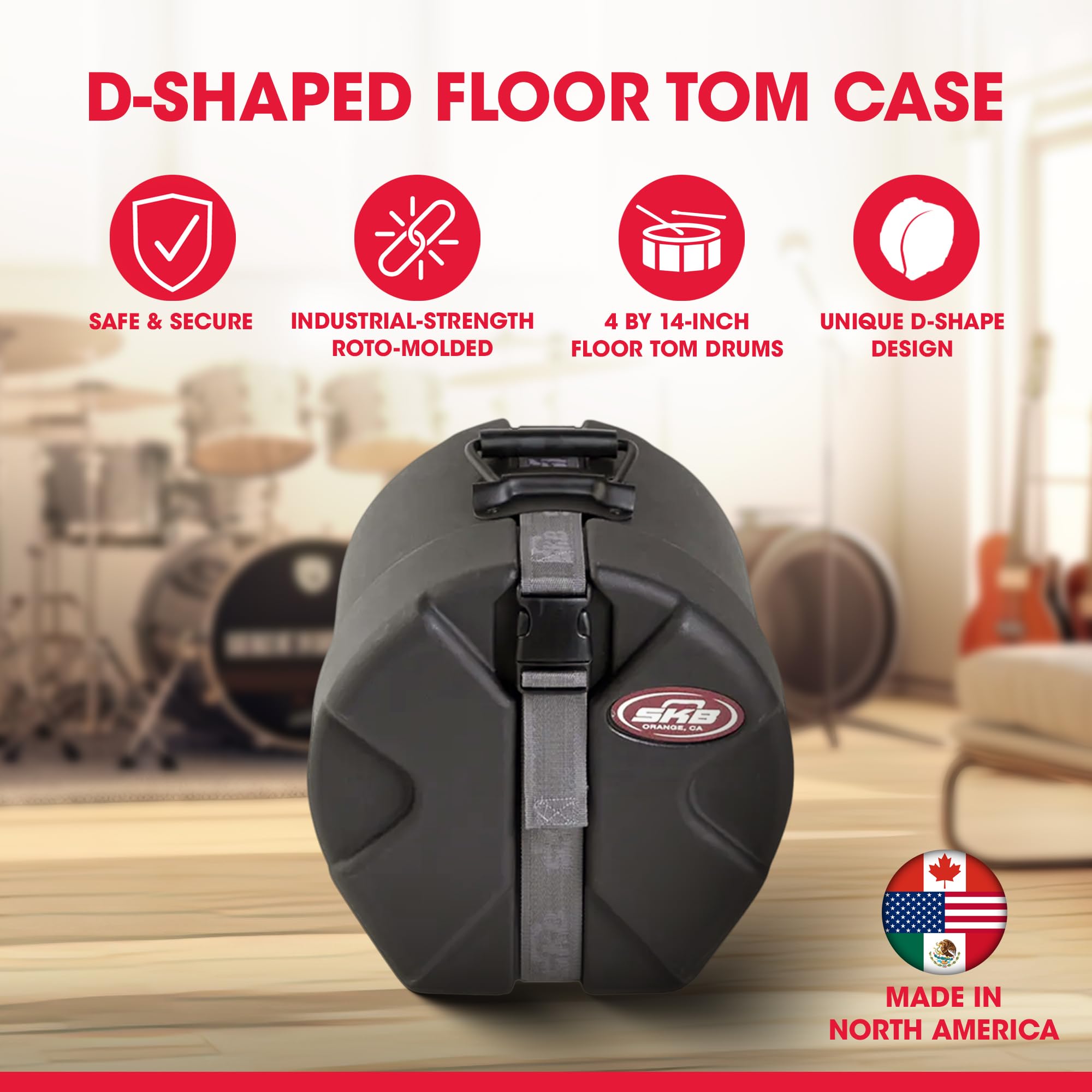 Amazon.com: SKB 4 X 14 Snare Case with Padded Interior : Musical
